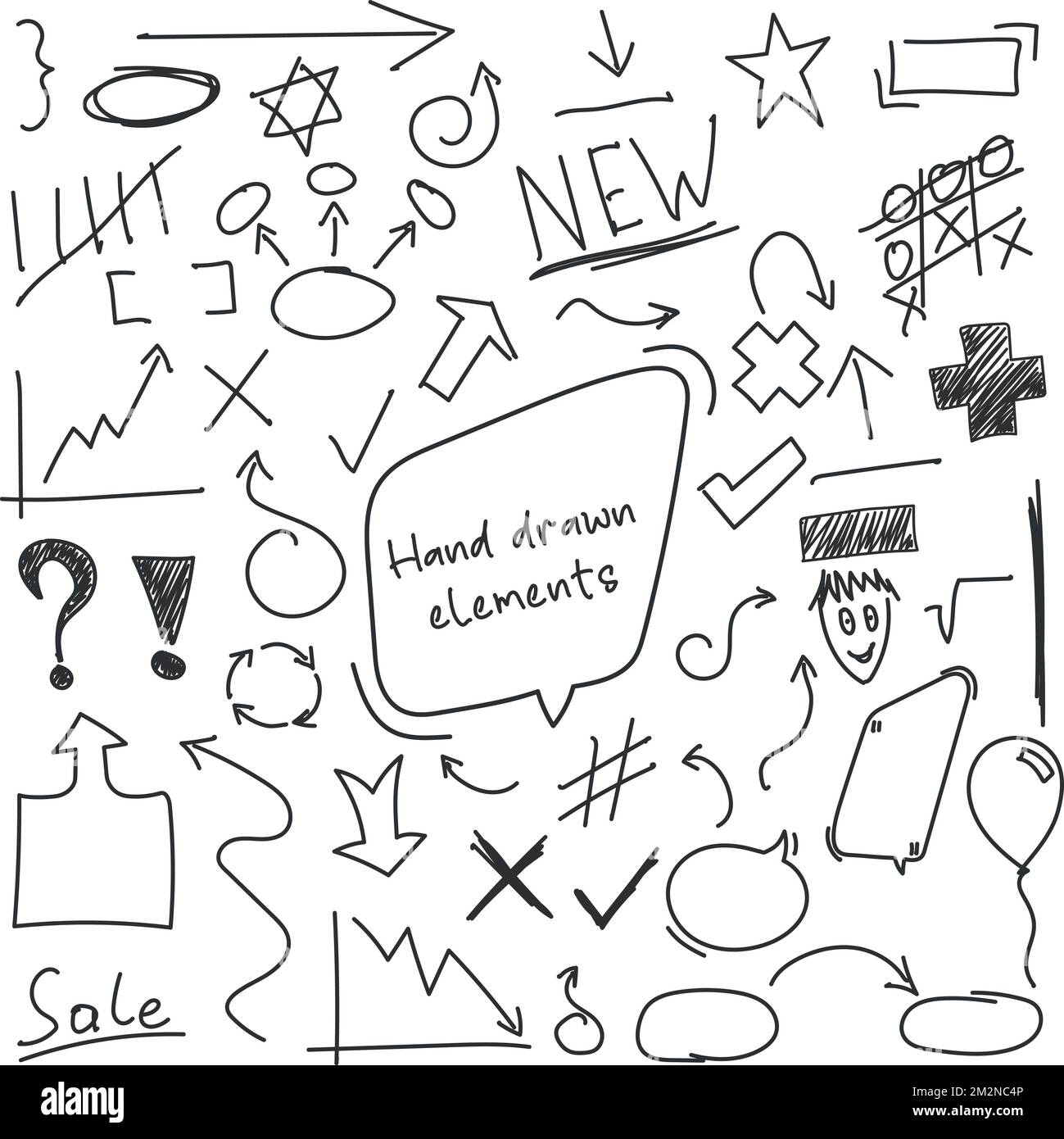 Set Of Hand Drawn Elements Doodle Style Elements Stock Vector Image