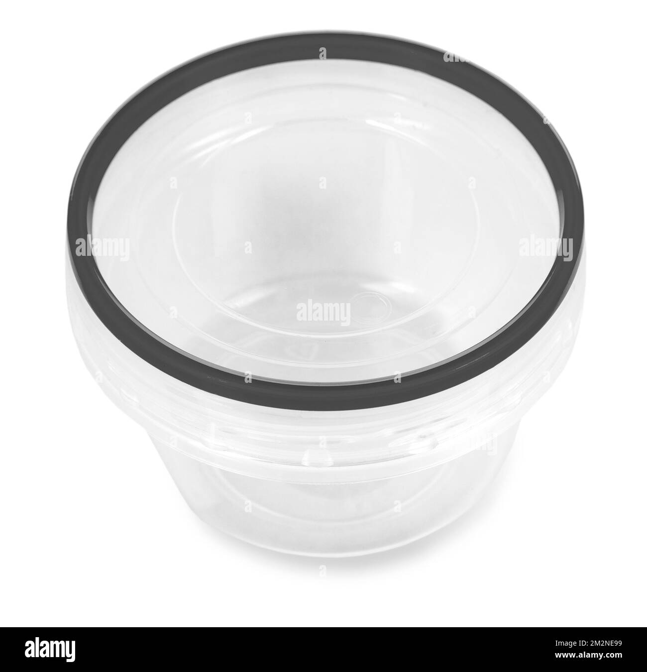 The Transparent plastic food container with cap. Catering food