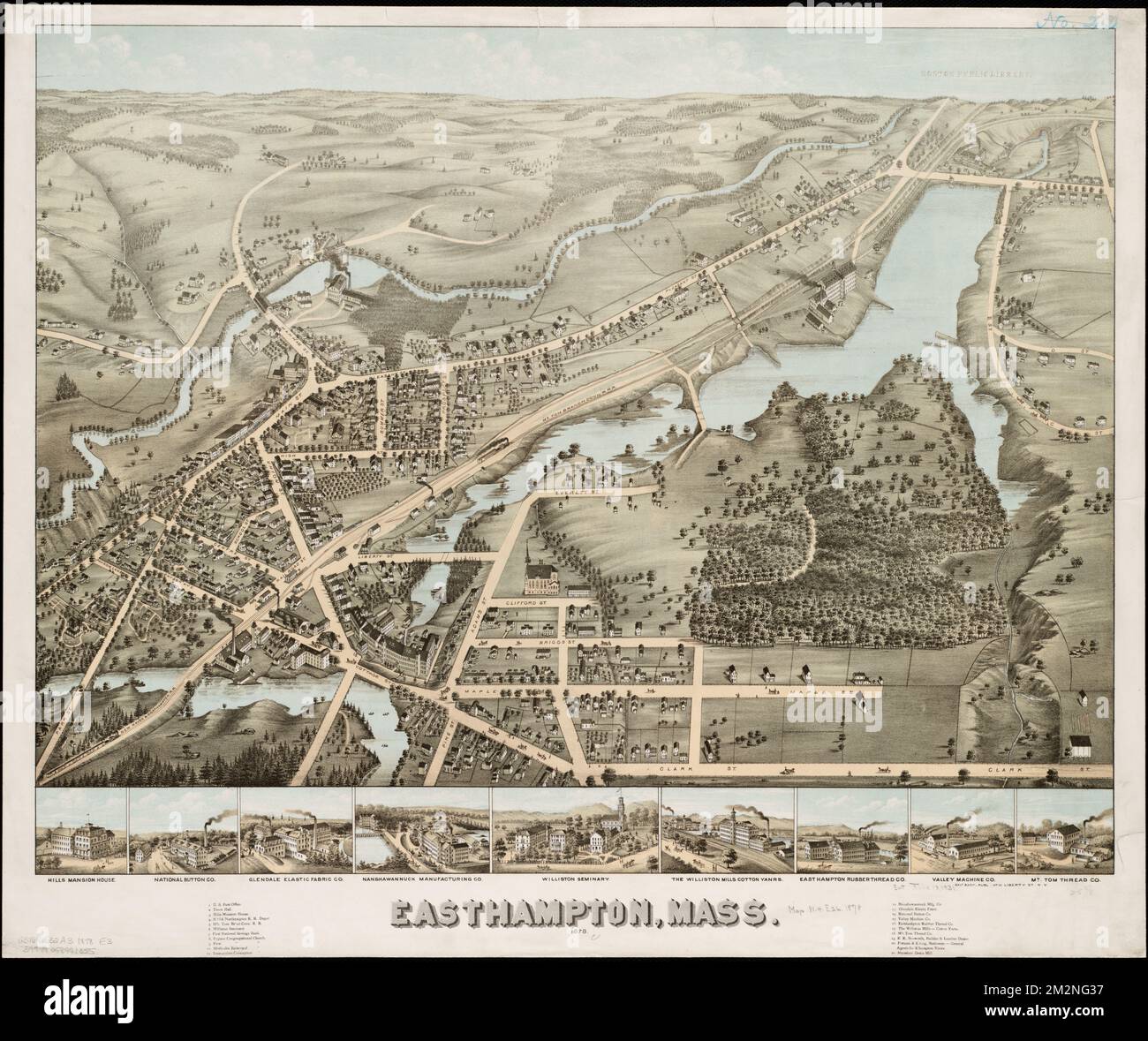 Easthampton Mass 1878 Easthampton - Easthampton Mass 1878 Easthampton Mass Aerial Views Norman B Leventhal Map Center Collection 2M2NG37 