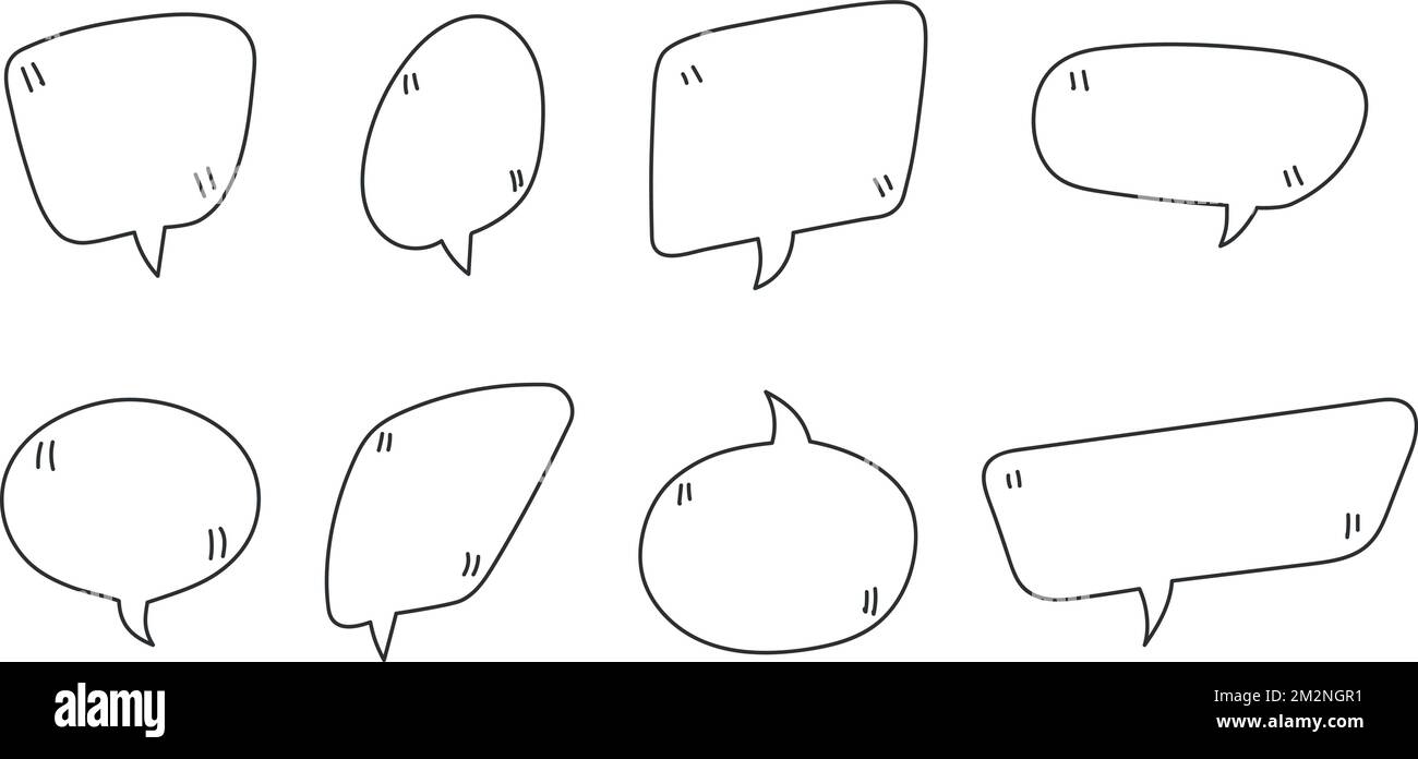 Hand drawn speech bubbles. Set of cute speech bubble in doodle style ...