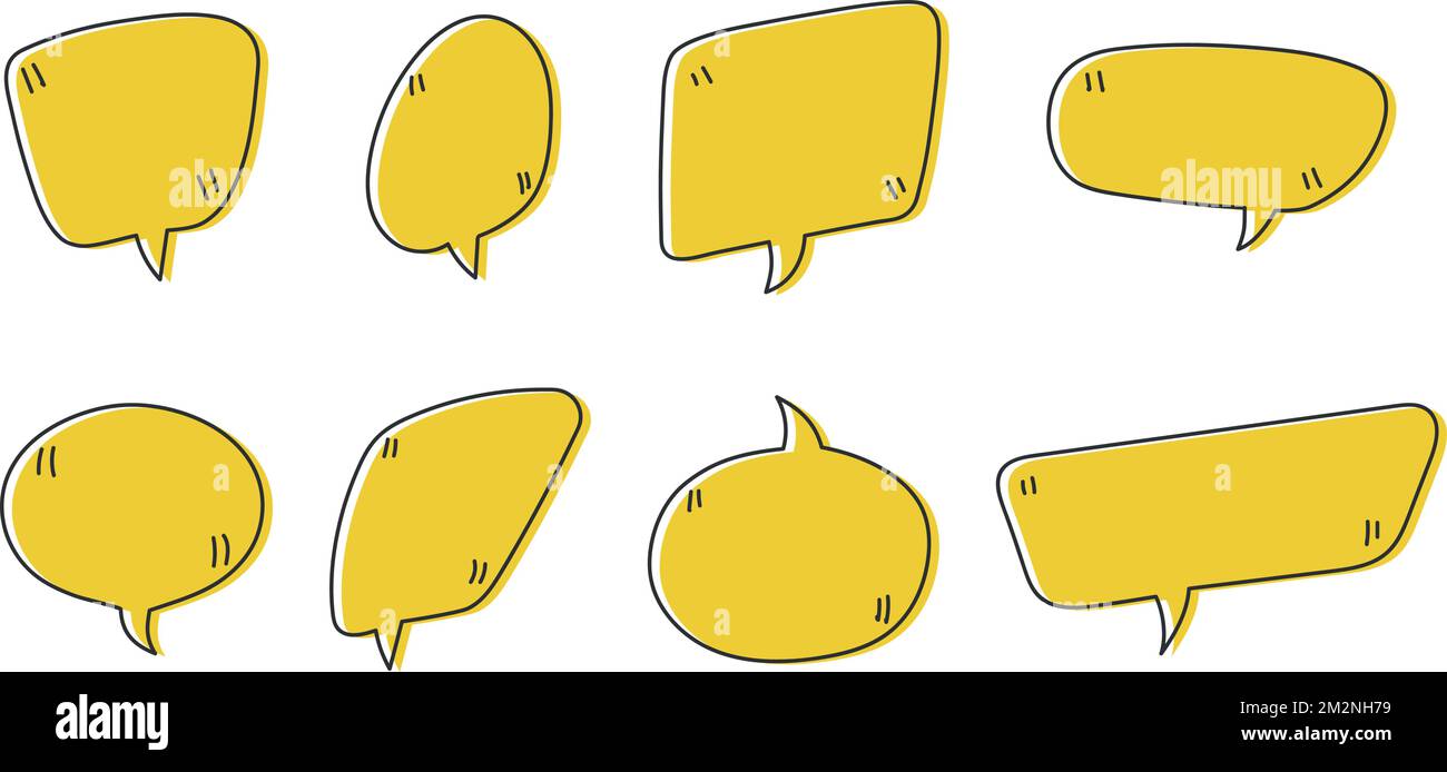 Hand drawn speech bubbles. Set of cute speech bubble in doodle style ...