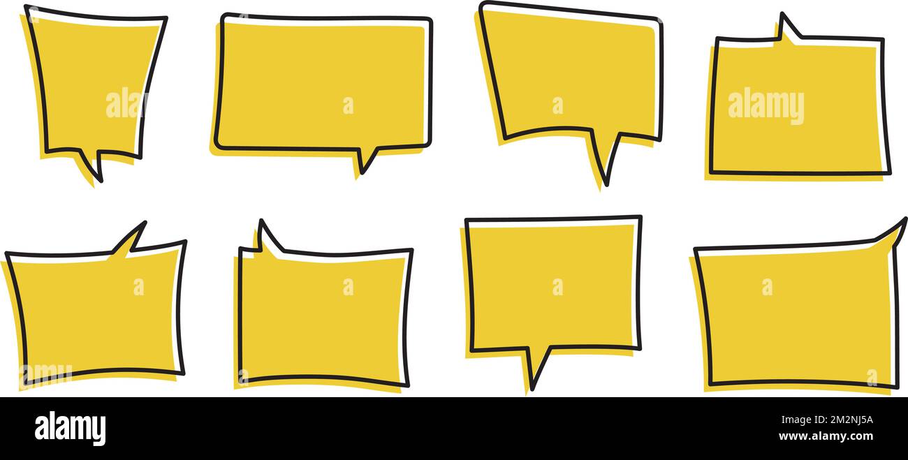 Hand drawn speech bubbles. Set of cute speech bubble in doodle style ...
