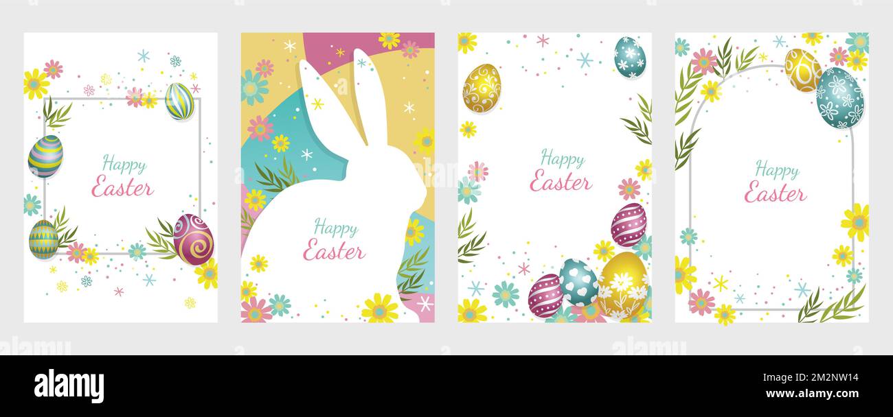 Easter Vector Greeting Card Set Isolated On A White Background. Stock Vector