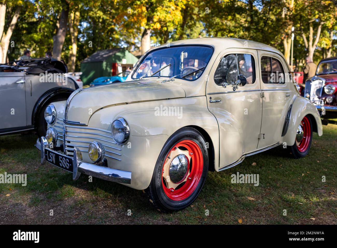 1948 Renault 4CV ‘LSV 586’ on display at the October Scramble held at the Bicester Heritage Centre on the 9th October 2022. Stock Photo