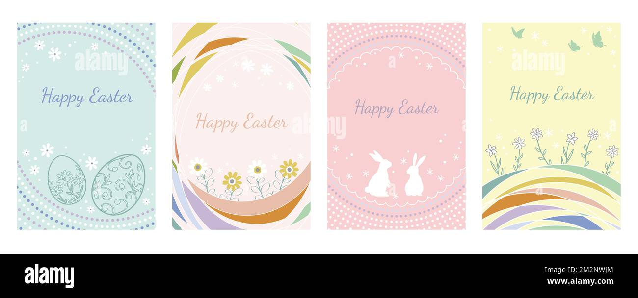 Easter Vector Greeting Card Set Isolated On A White Background. Stock Vector