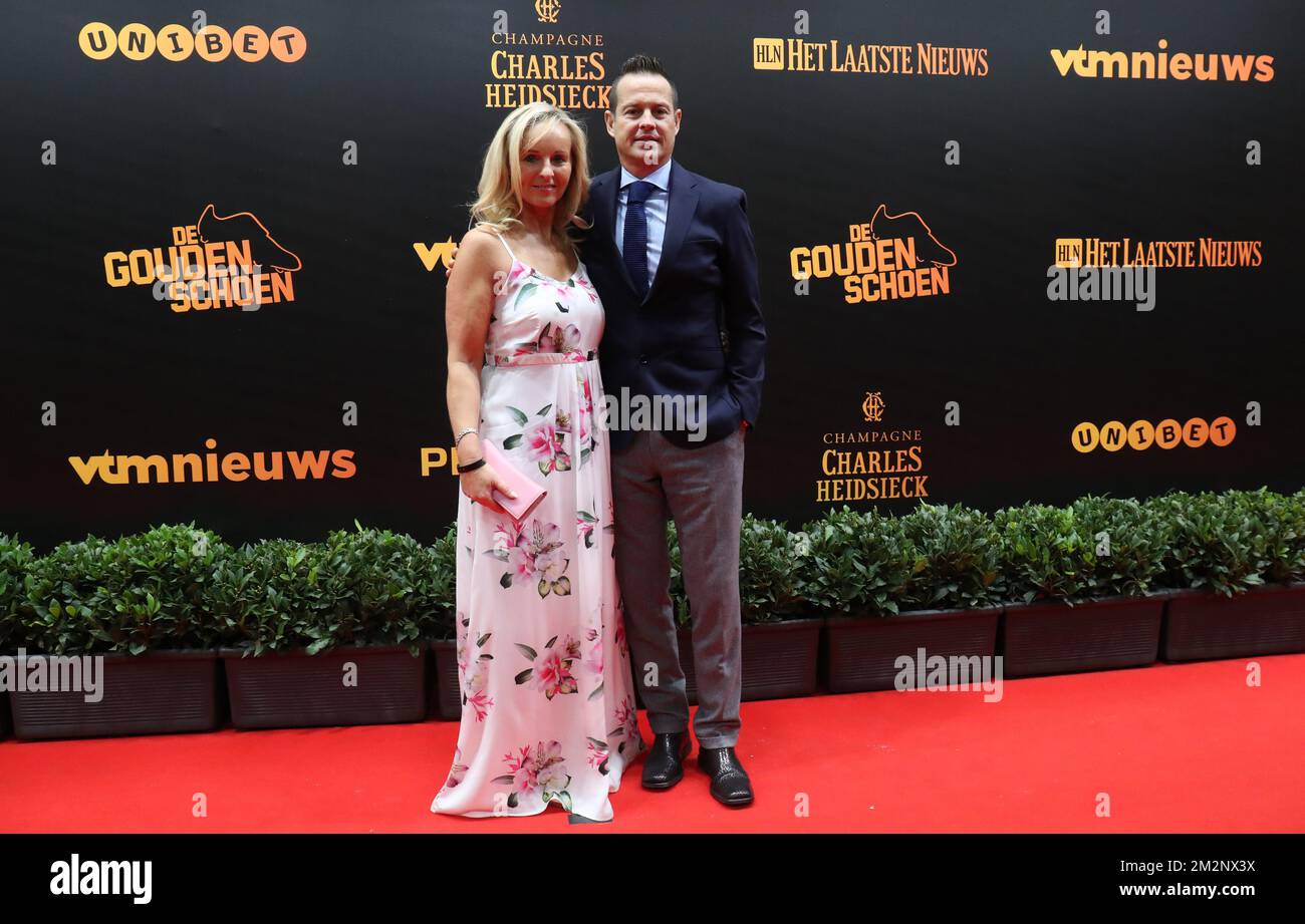 Gilles De Bilde and his partner pictured on the red carpet at the arrival for the 65th edition of the 'Golden Shoe' award ceremony, Wednesday 16 January 2019, in Puurs. The Golden Shoe (Gouden Schoen / Soulier d'Or) is an award for the best soccer player of the Belgian Jupiler Pro League championship during the calender year 2018. BELGA PHOTO VIRGINIE LEFOUR  Stock Photo