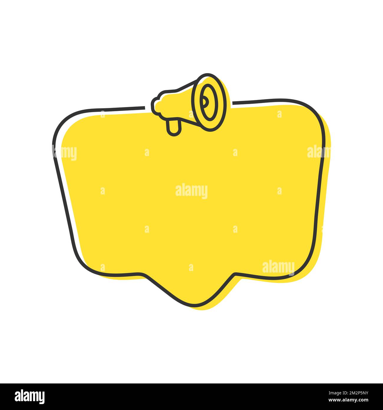 Yellow cartoon speech bubble with megaphone. Stock Vector