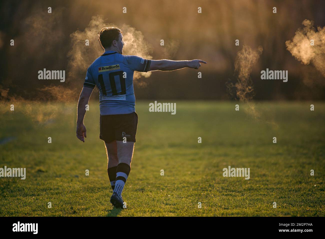 Rugby players in action Stock Photo