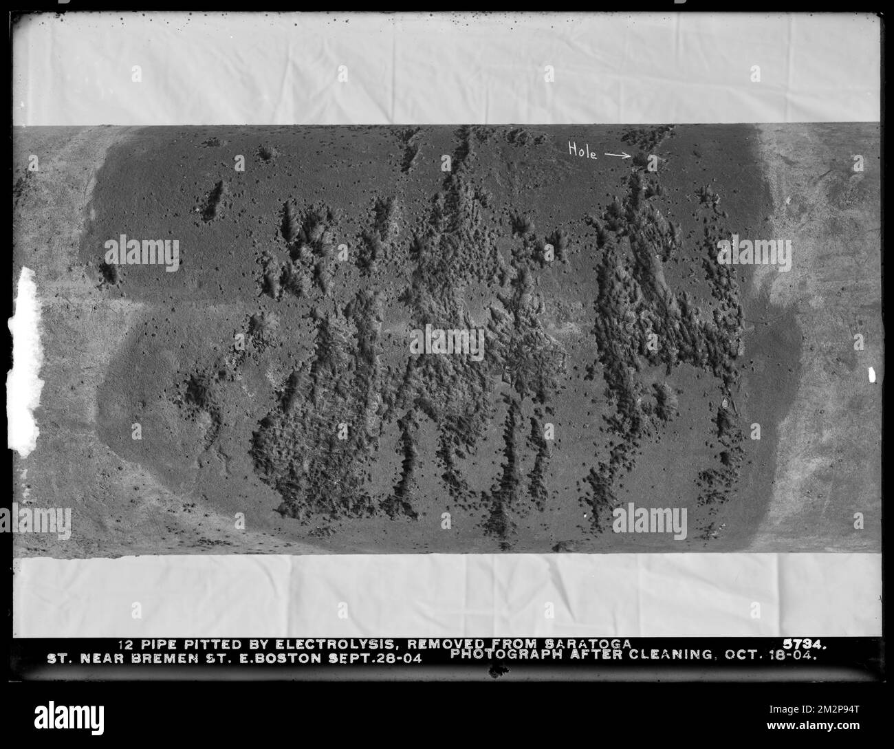 Electrolysis, Boston Water Works, 12inch castiron pipe removed from