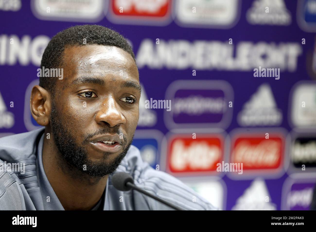 Anderlecht's Yannick Yala Bolasie looks dejected during a soccer match  between RSC Anderlecht and Club Brugge KV, Sunday 24 February 2019 in  Brussels, on the 27th day of the 'Jupiler Pro League