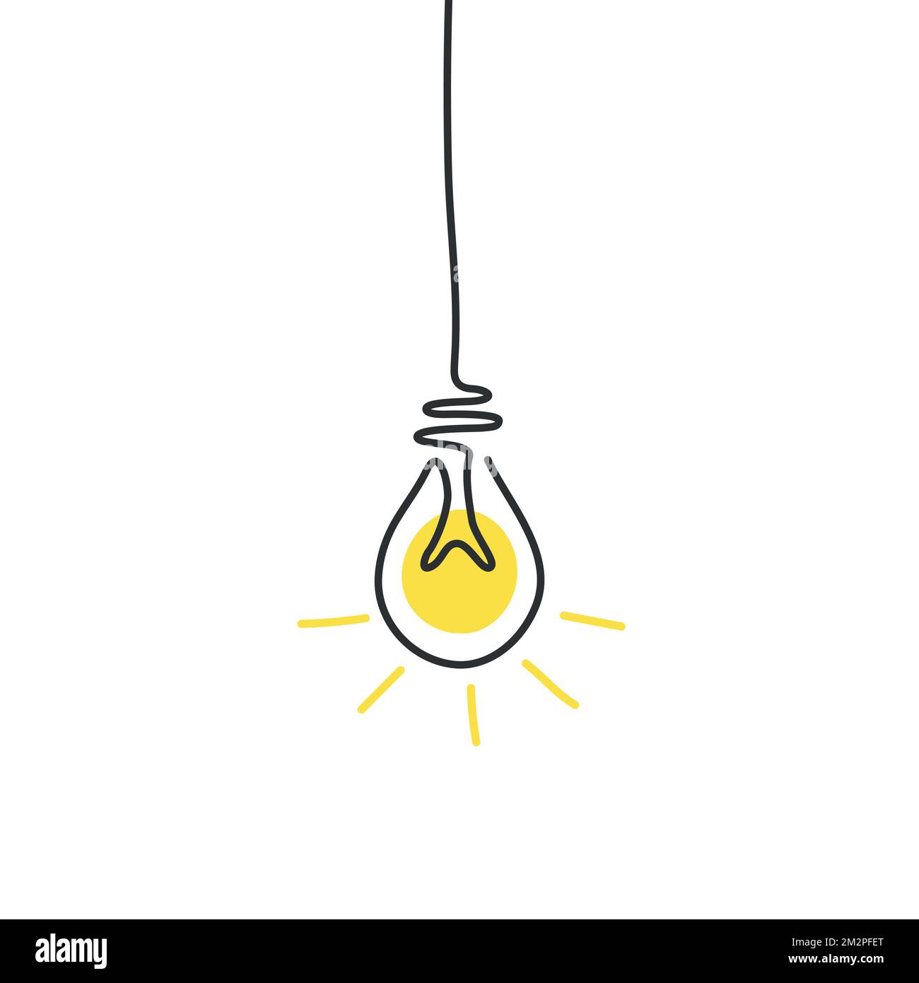 Creative idea, hand drawn light bulb in doodle style. Stock Vector