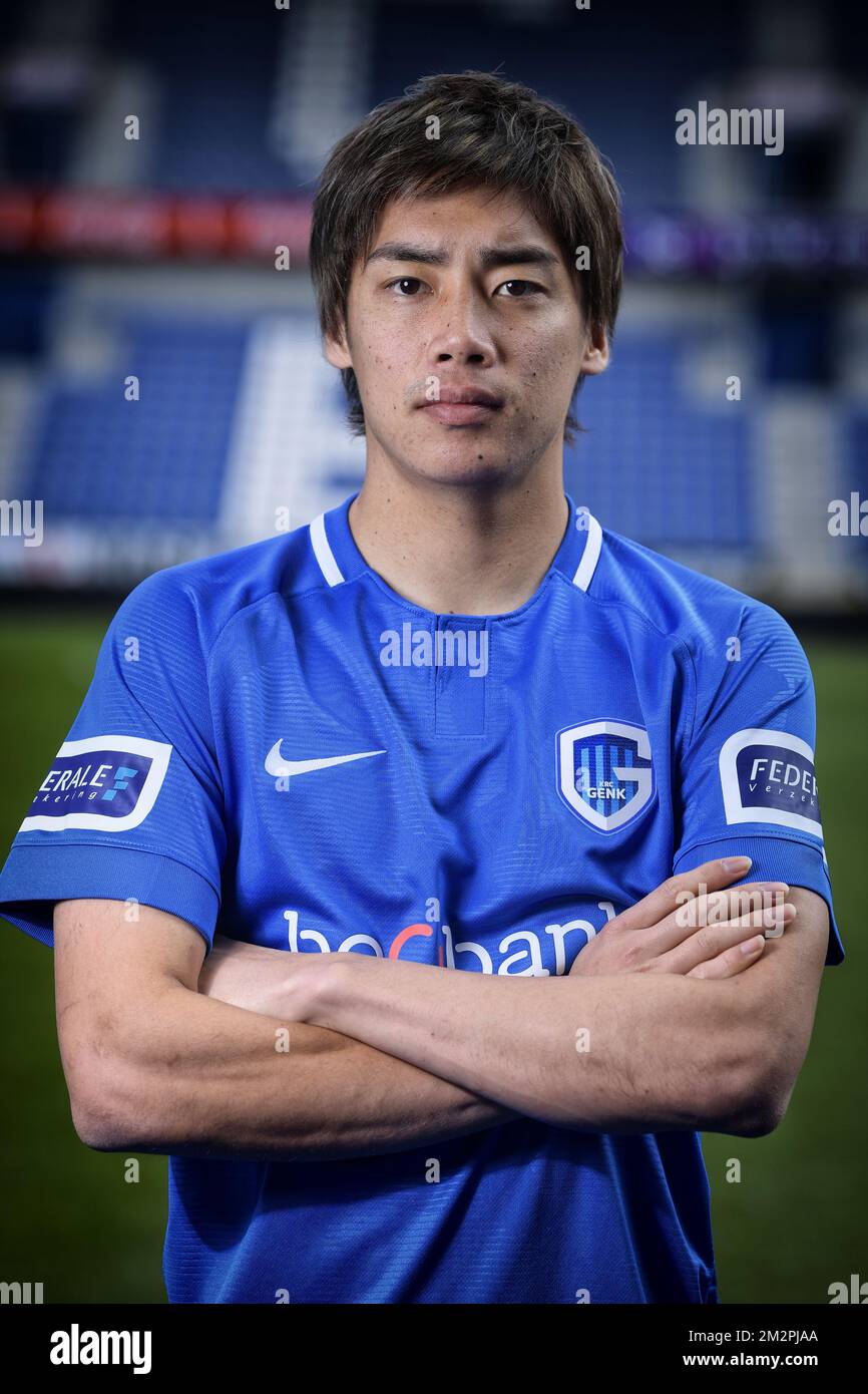 Genk's new player Junya Ito poses for the photographer after a press ...