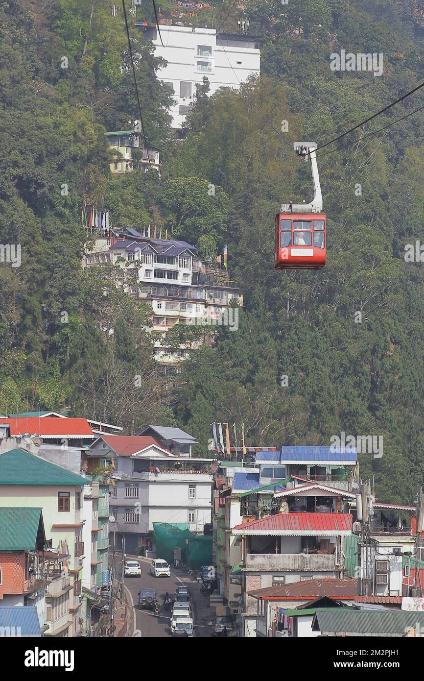 gangtok ropeway or cable car, one of the tourist attraction of gangtok hill station in sikkim, india Stock Photo