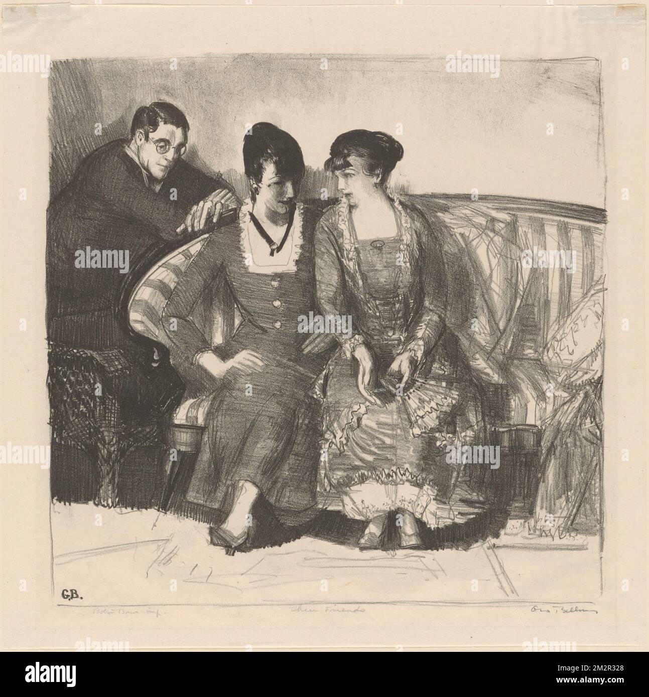 Emma, Elsie and Gene , Artists, Spouses, Speicher, Eugene Edward, 1883-1962, Speicher, Elsie, -1959. George Bellows (1882-1925). Prints and Drawings Stock Photo