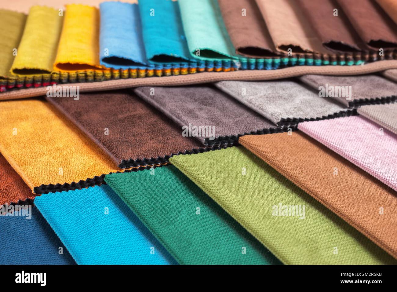 Color samples of the upholstery fabric in the assortment. palette of
