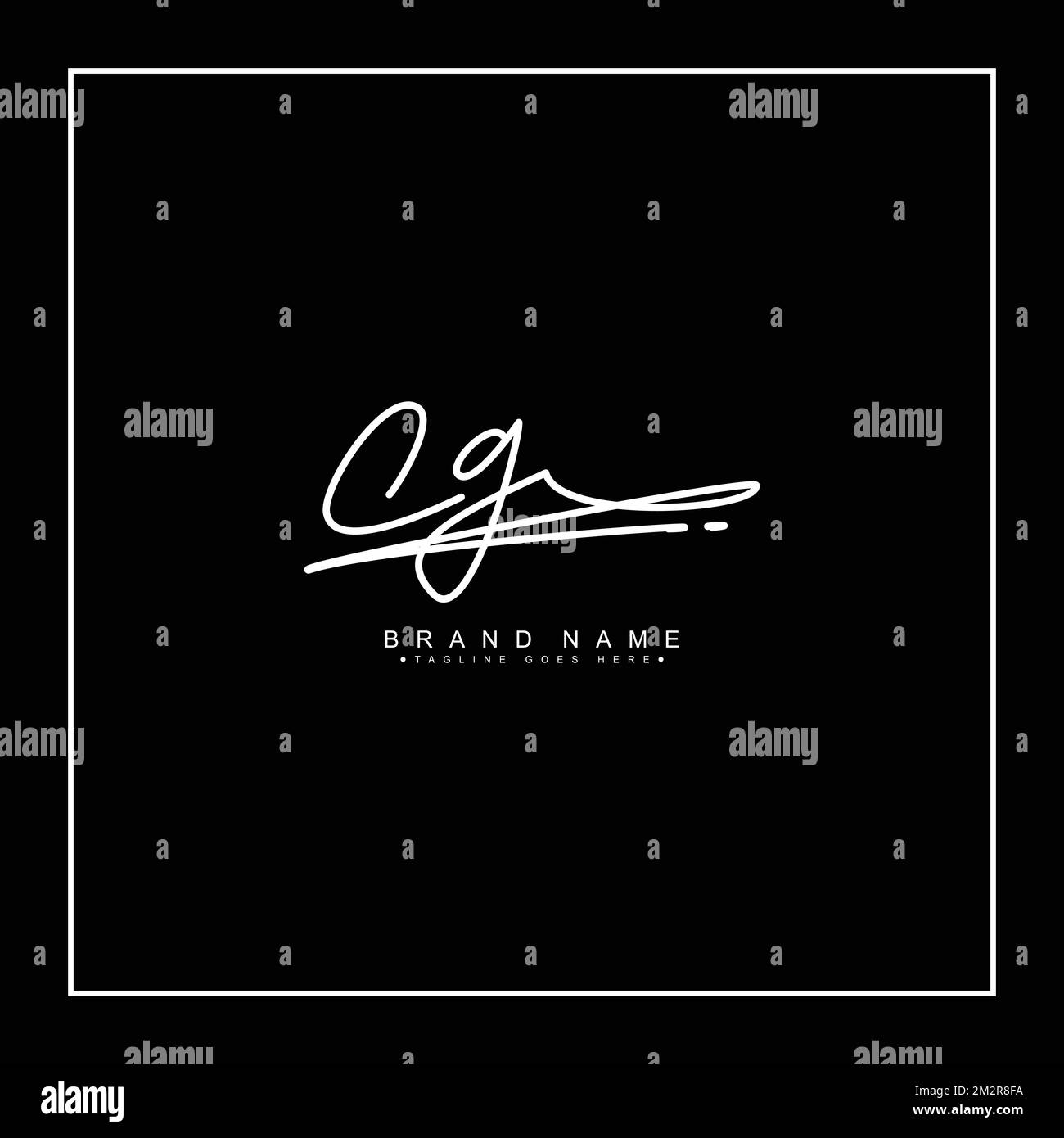 Initial Letter CG Vector Logo Template in handwritten Signature Style