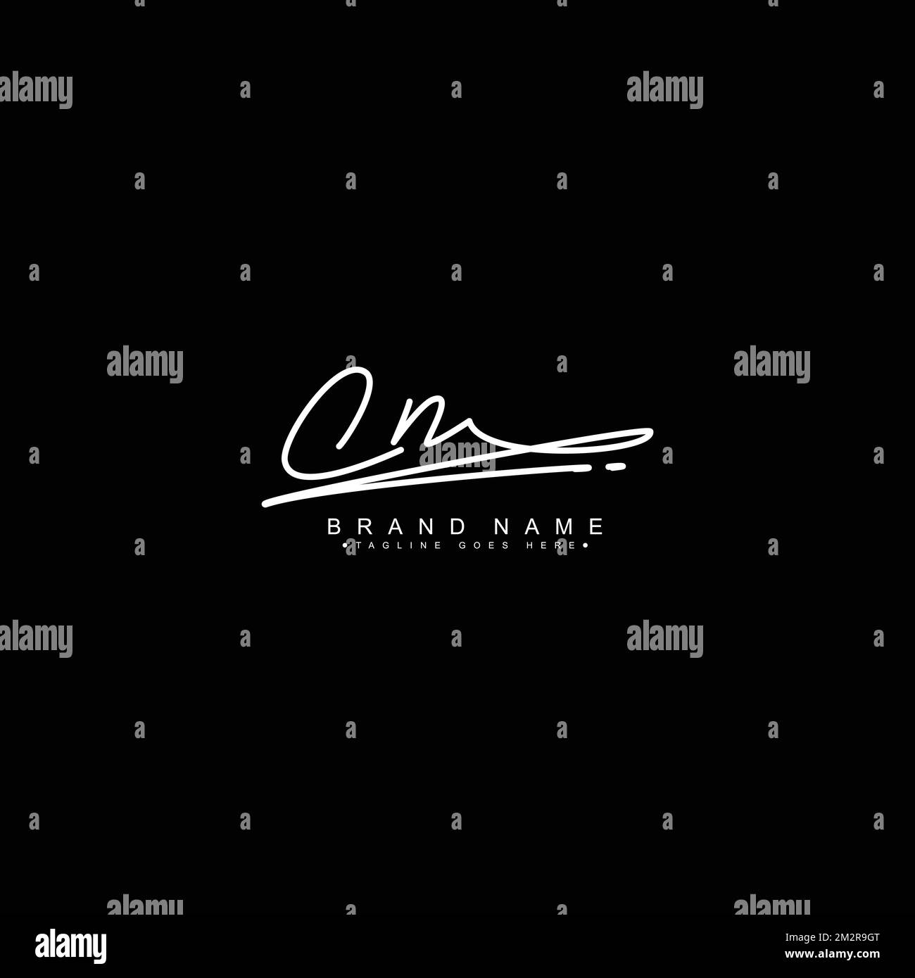 CN Simple Signature Logo - Handwritten Vector Template for C and N Logo Stock Vector