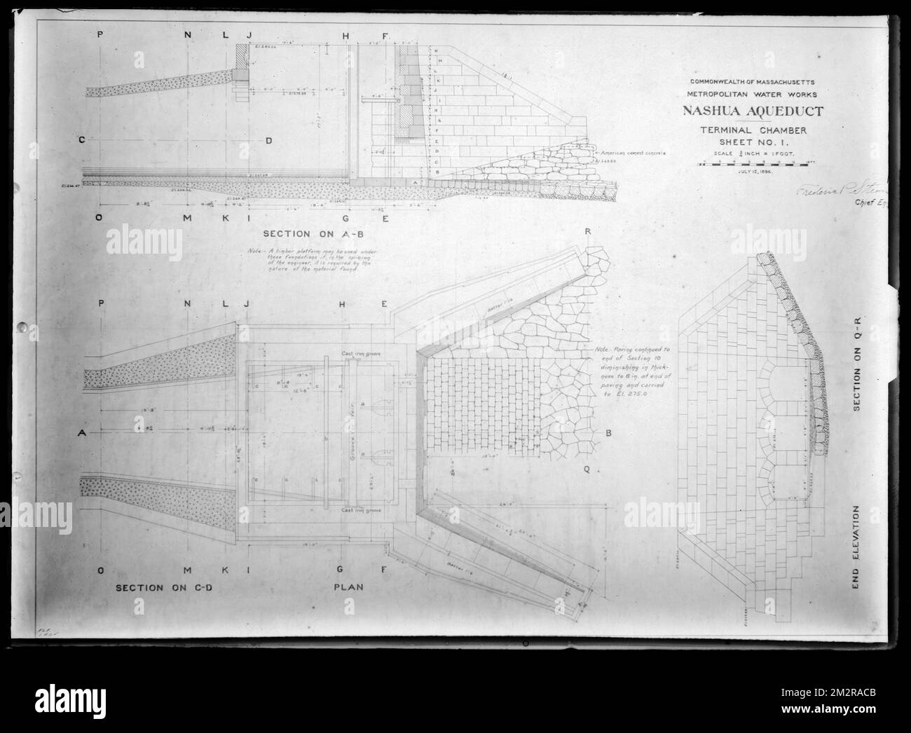 Engineering Plans, Wachusett Aqueduct, Terminal Chamber, Sheet No. 1
