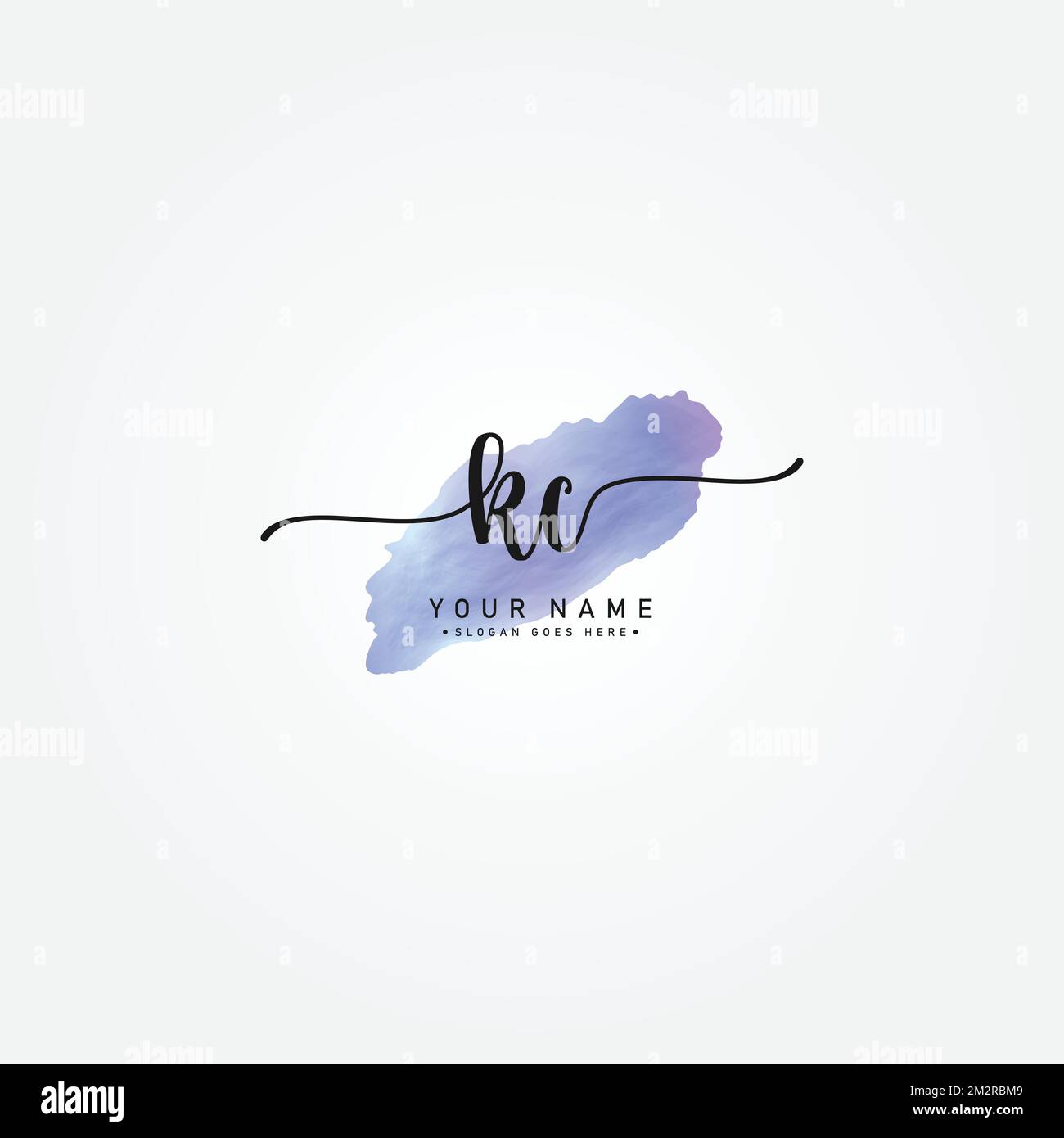 Simple Signature Logo for Alphabet KC - Signature for Photography and Fashion Business with Watercolor Stock Vector
