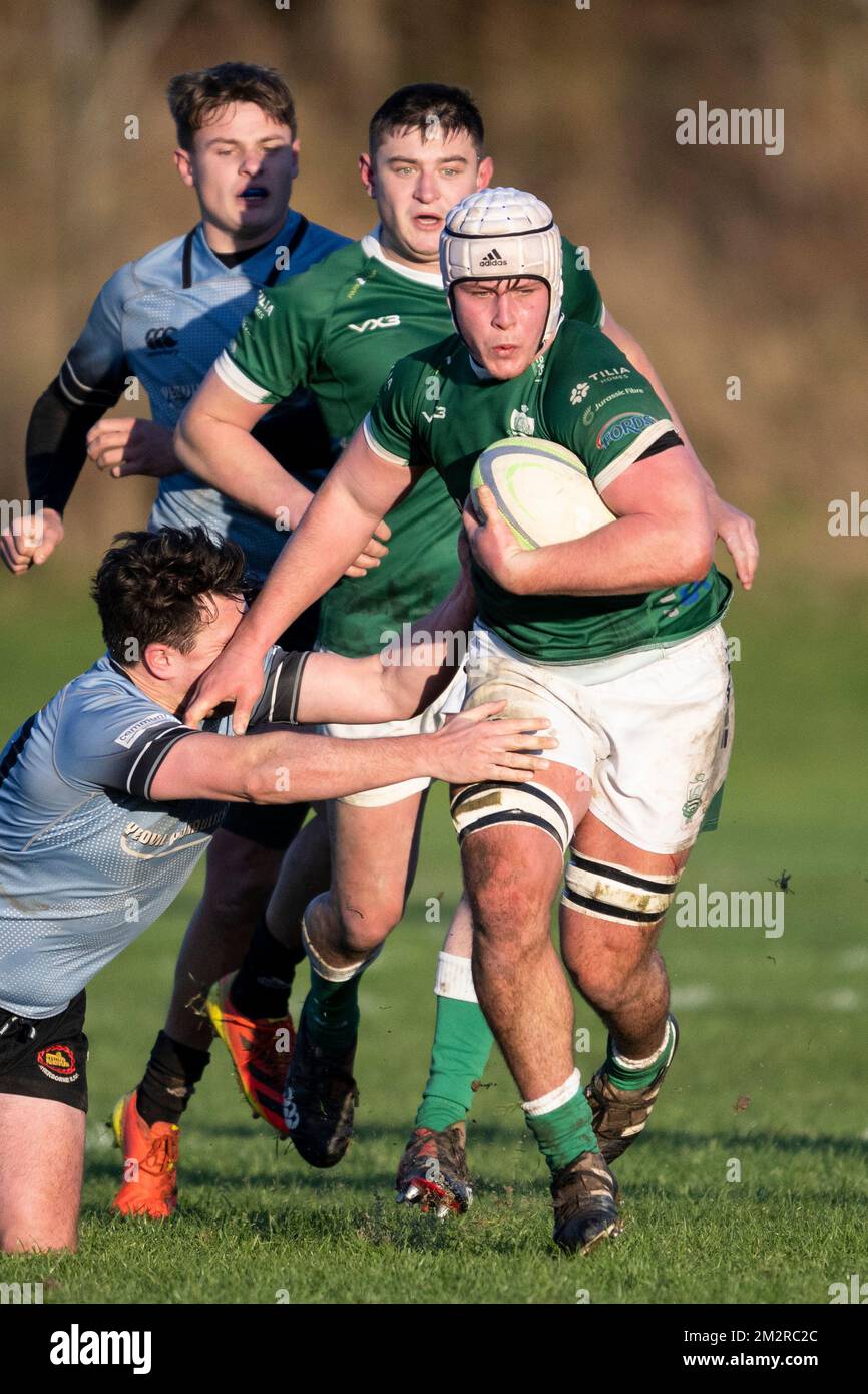 Rugby players in action Stock Photo