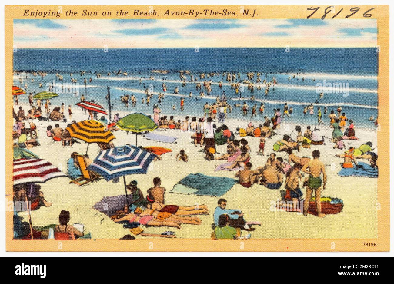 Enjoying the sun on the beach, Avon-by-the-Sea, N.J. , Beaches, Tichnor Brothers Collection, postcards of the United States Stock Photo