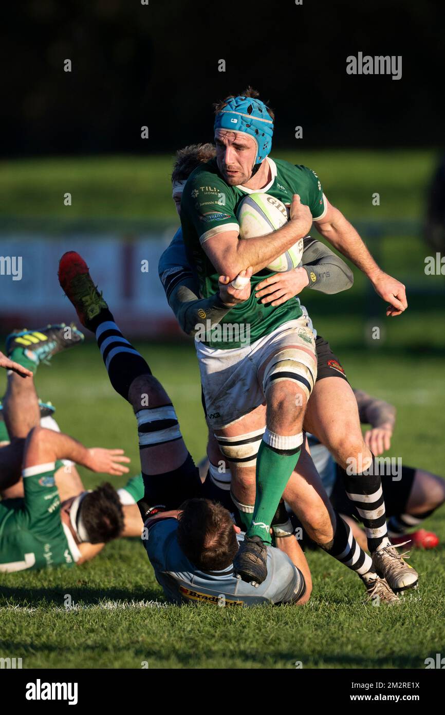 Rugby players in action Stock Photo