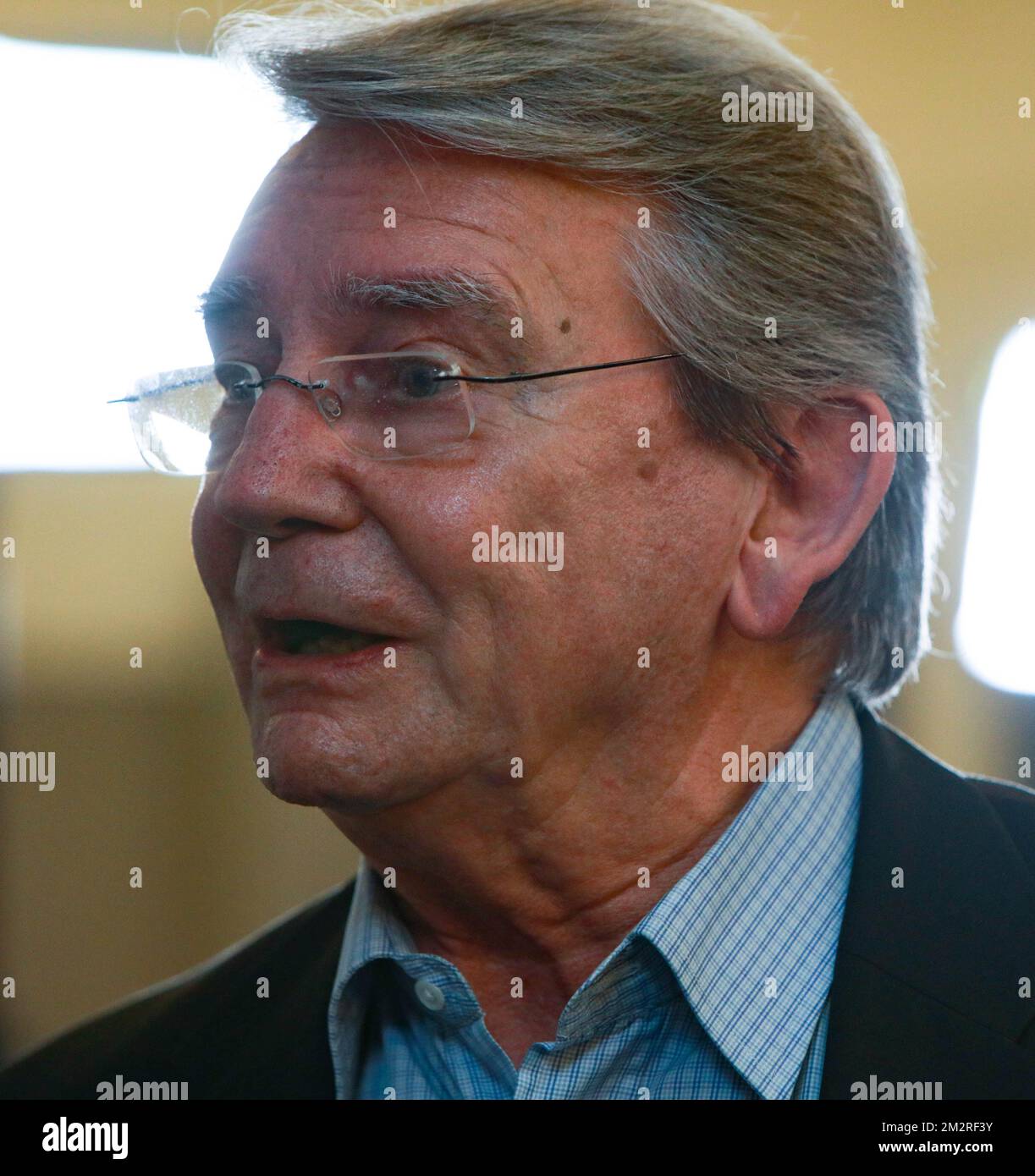 Jean-Marie Philips pictured at the presentation of the playing schedule for the play-offs of the Jupiler Pro League, the Belgian first division soccer competition, Monday 18 March 2019 in Brussels at Belgian federation headquarters. BELGA PHOTO PAUL-HENRI VERLOOY Stock Photo