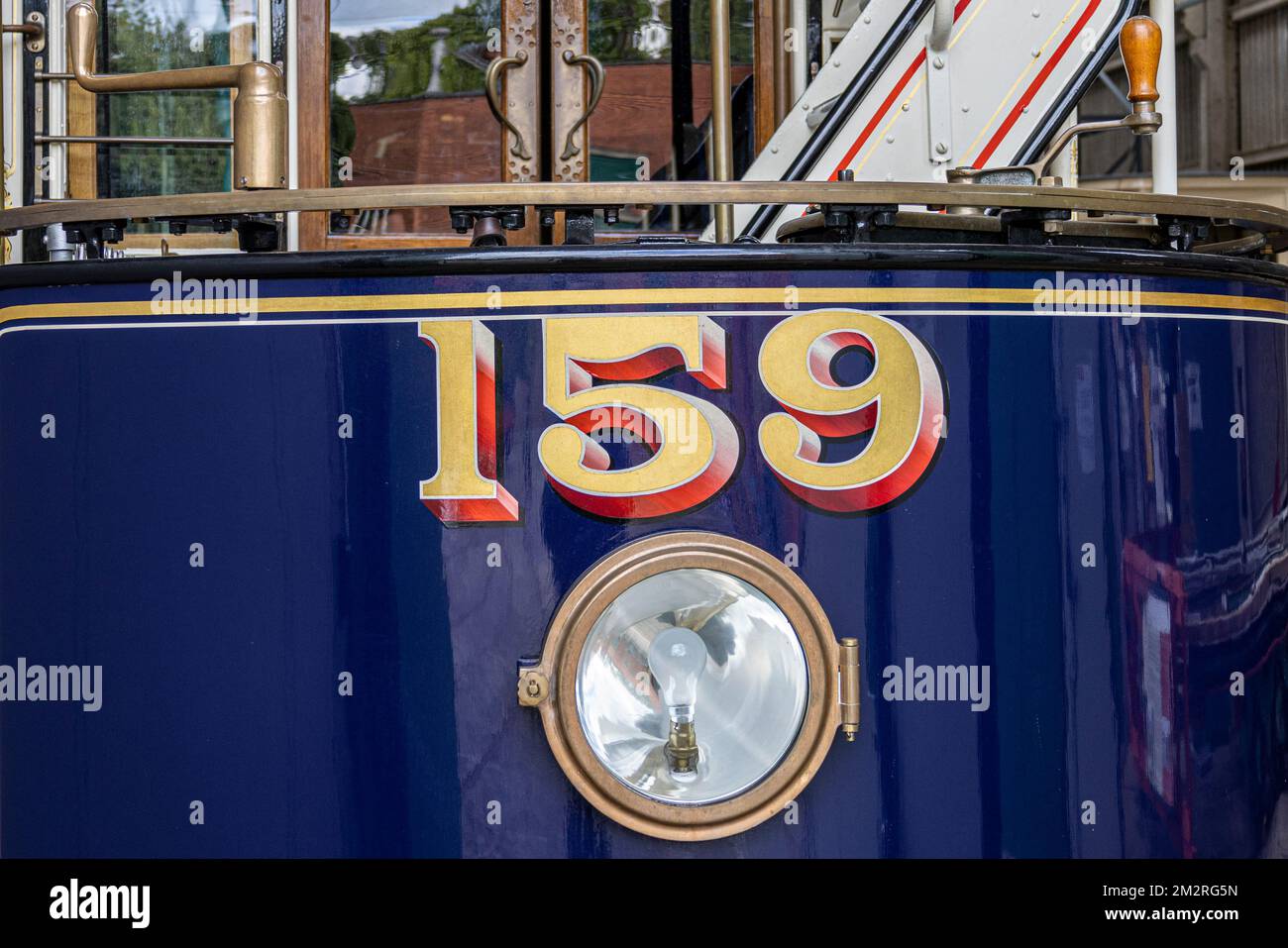 Front of London Electric Tram No 159, National Tramway Museum, Crich, Matlock, Derbyshire, England. Stock Photo
