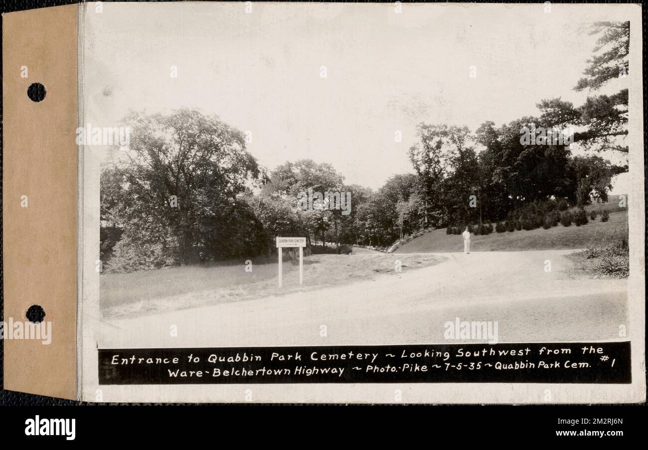 Entrance to Quabbin Park Cemetery, looking southwest from the Ware