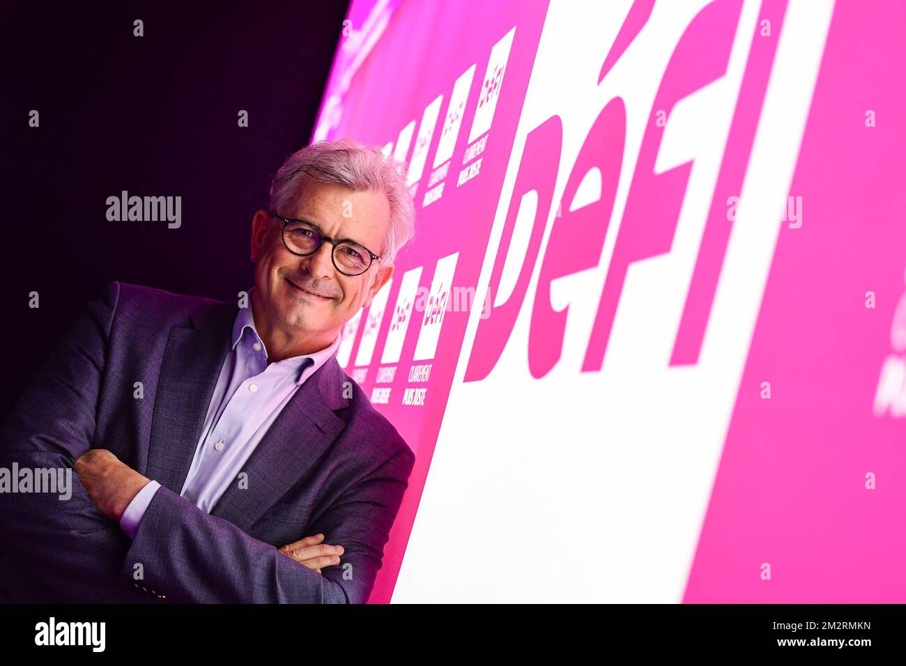 DeFI's Bernard Clerfayt poses for the photographer at a press conference of federalist party DeFI to launch the campaign for the upcoming elections, Friday 29 March 2019 in Brussels. BELGA PHOTO LAURIE DIEFFEMBACQ Stock Photo