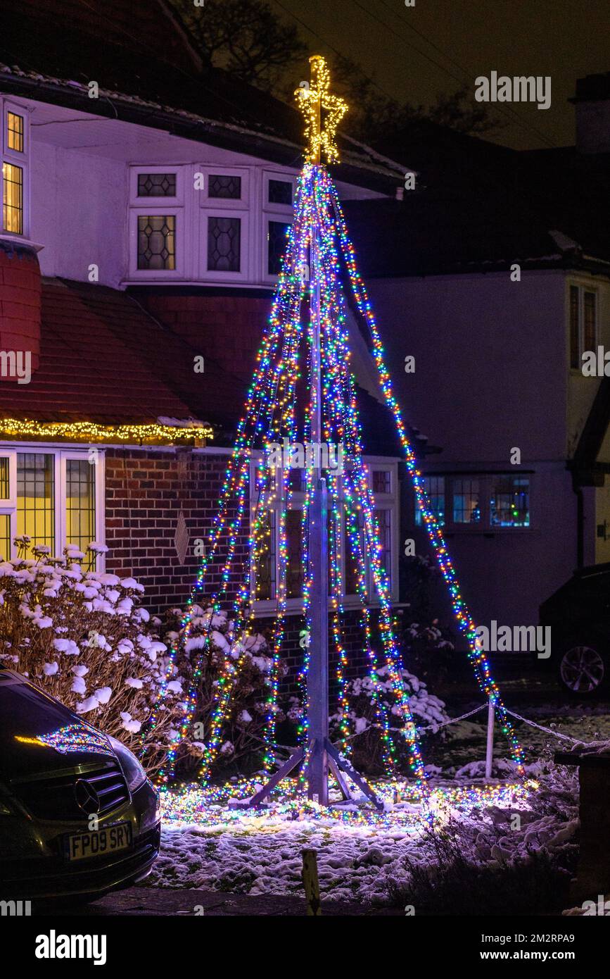 Outdoor Christmas lights, tree Stock Photo Alamy