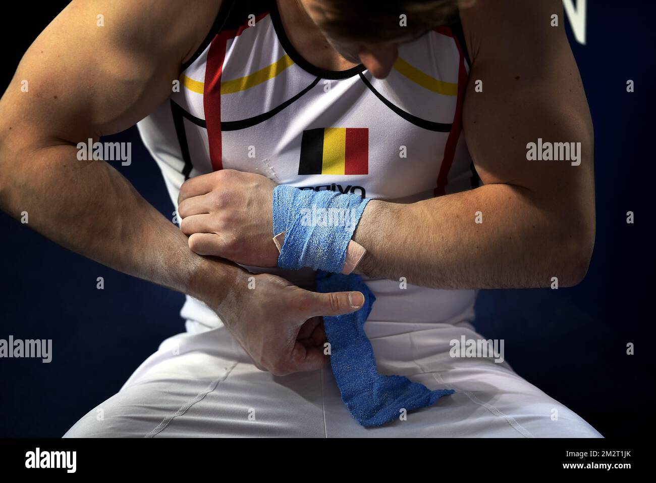 Belgian gymnast Luka Van den Keybus pictured in action during