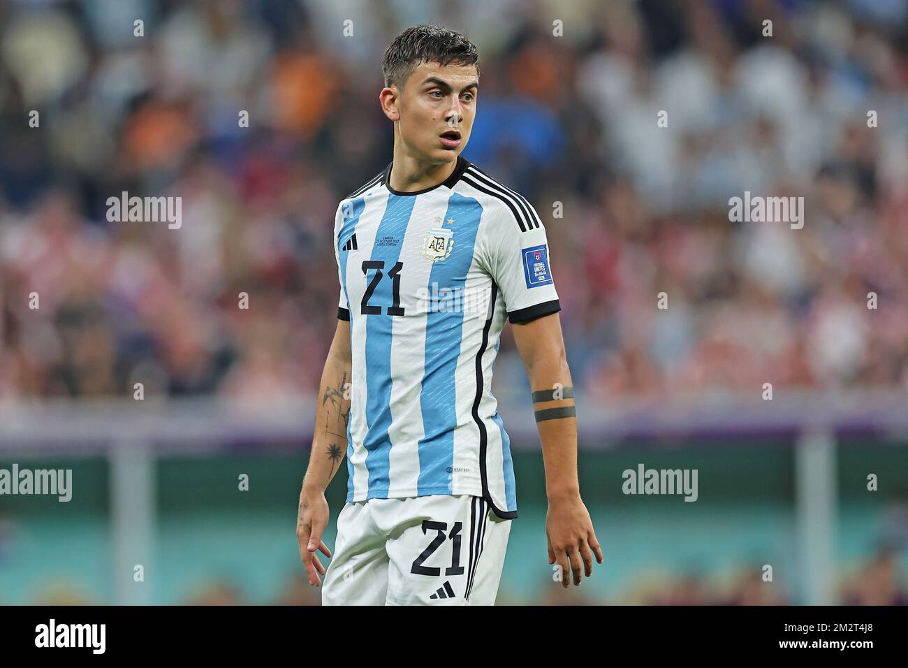 Paulo Dybala of Argentina during the FIFA World Cup Qatar 2022 match, Semi-final between Argentina and Croatia played at Lusail Stadium on Dec 13, 2022 in Lusail, Qatar. (Photo by Heuler Anbdrey / DiaEsportivo / Pressinphoto/Sipa USA) Stock Photo