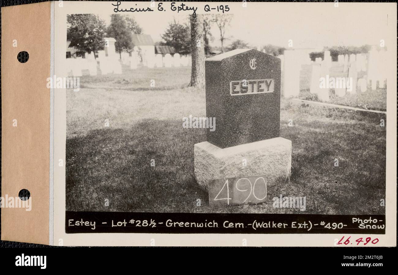 Estey, Greenwich Cemetery, Walker Extension, lot 28 1/2, Greenwich