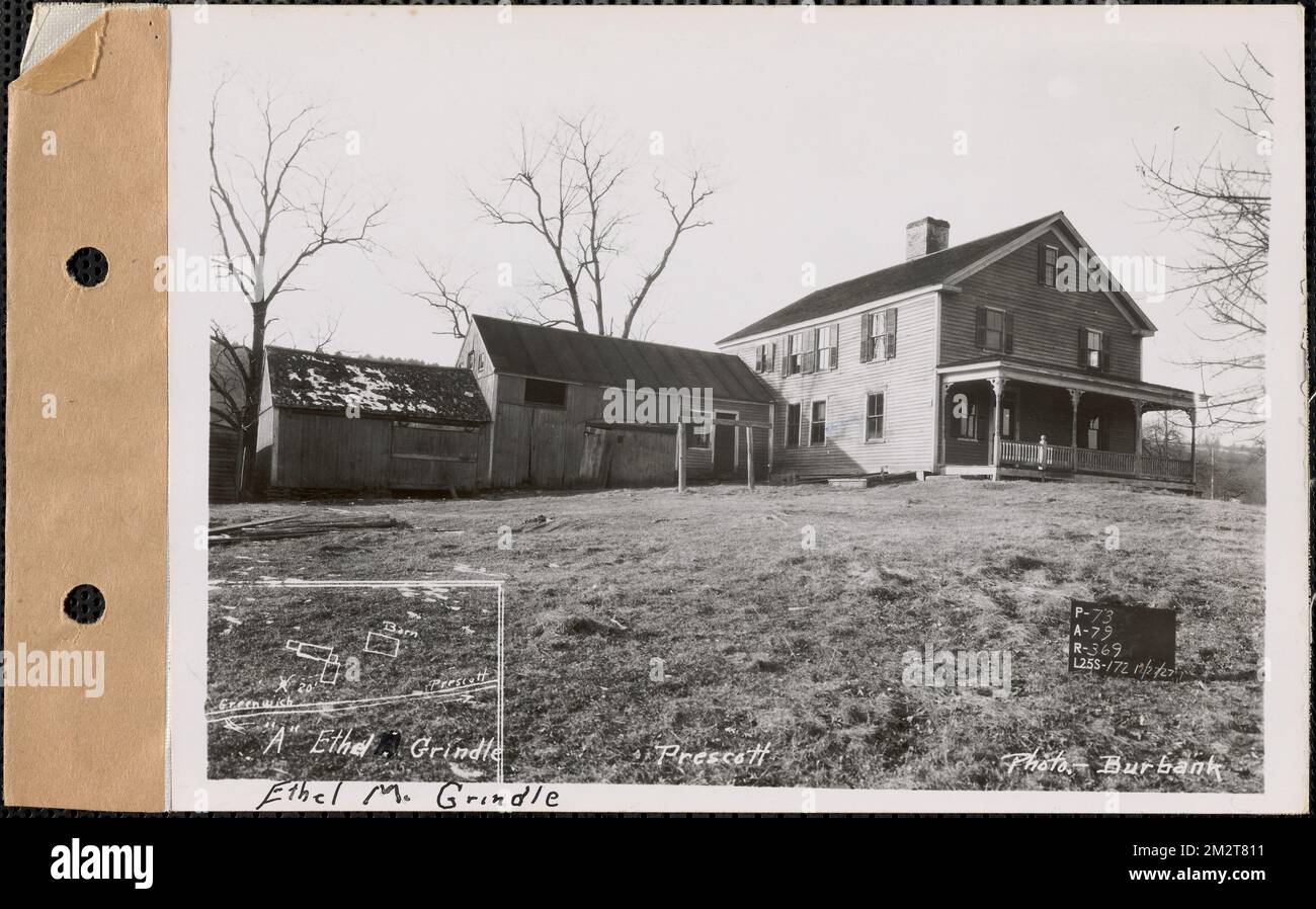 Ethel M. Grindle, 'A,' house, Prescott, Mass., Dec. 27, 1927 : Parcel no. 368-22, Ethel M. Grindle , waterworks, reservoirs water distribution structures, real estate, residential structures Stock Photo