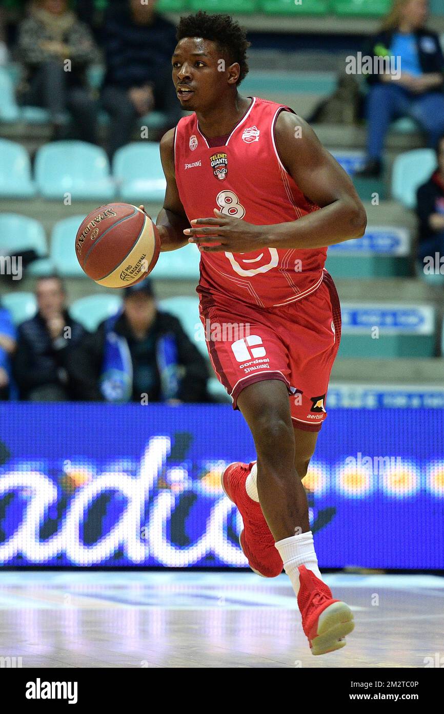 Antwerp's Jae'sean Tate pictured in action during a basketball match