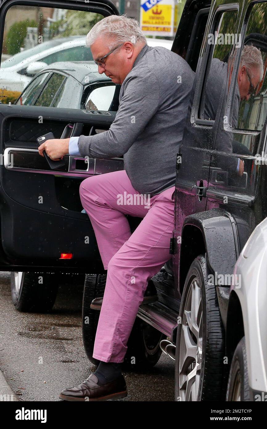 Prince Laurent of Belgium arrives for the celebration of the 60&h anniversary of 'Friterie Joli-Bois' in Waterloo, Sunday 28 April 2019. BELGA PHOTO NICOLAS MAETERLINCK  Stock Photo