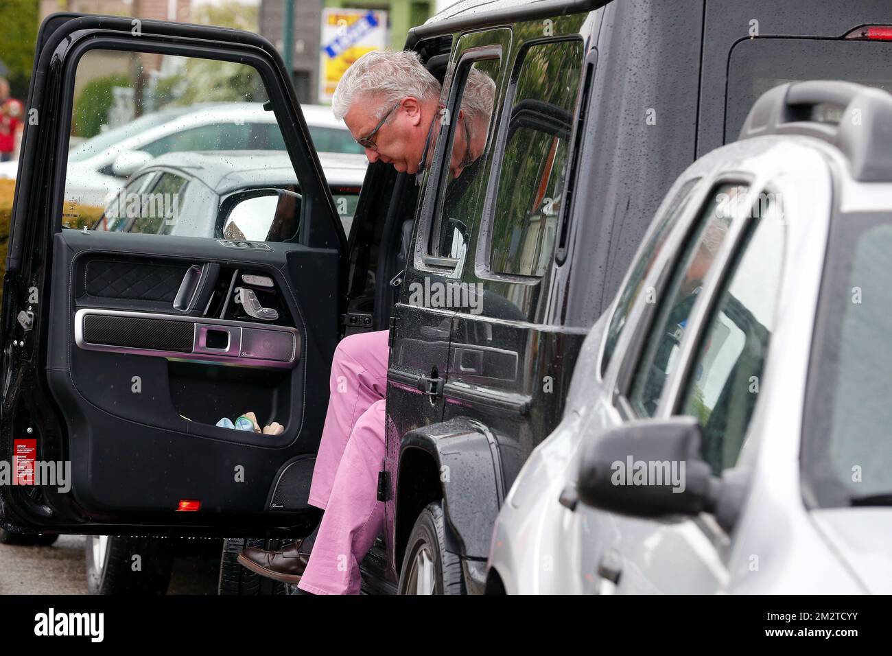 Prince Laurent of Belgium arrives for the celebration of the 60&h anniversary of 'Friterie Joli-Bois' in Waterloo, Sunday 28 April 2019. BELGA PHOTO NICOLAS MAETERLINCK  Stock Photo