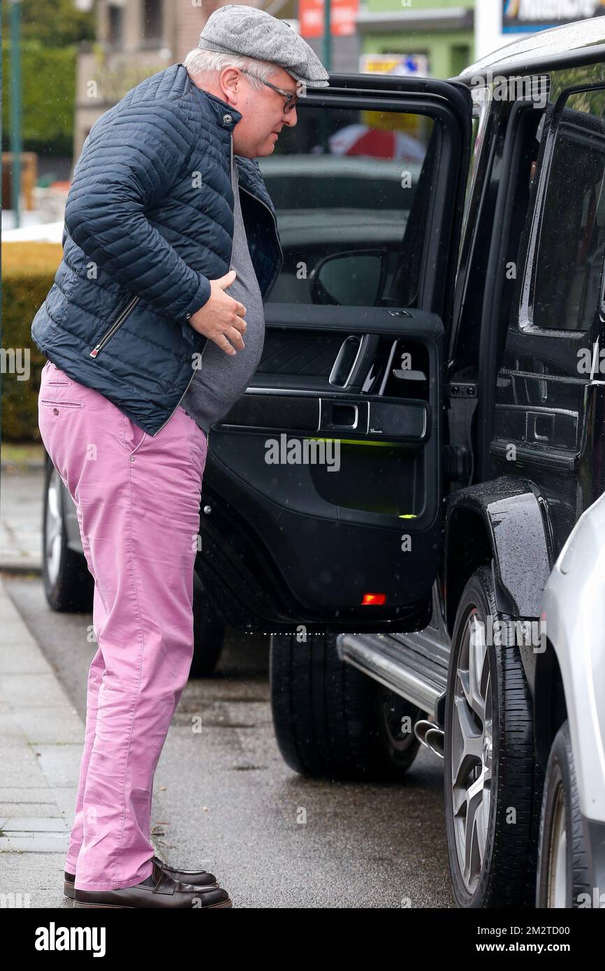 Prince Laurent of Belgium arrives for the celebration of the 60&h anniversary of 'Friterie Joli-Bois' in Waterloo, Sunday 28 April 2019. BELGA PHOTO NICOLAS MAETERLINCK  Stock Photo