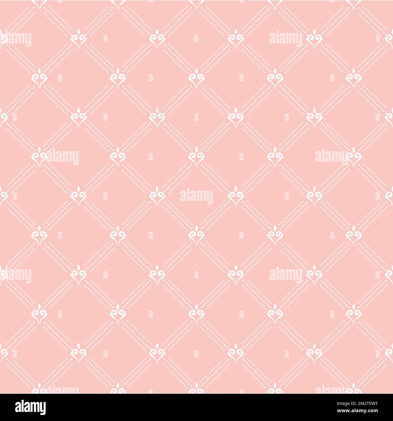 Geometric dotted pink and white pattern. Seamless abstract modern
