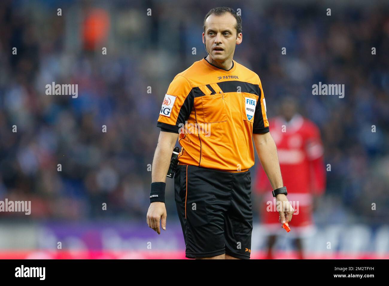 referee Alexandre Boucaut pictured during a soccer match between KRC Genk  and Royal Antwerp FC, Friday 03 May 2019 in Genk, on day 7 (out of 10) of  the Play-off 1 of