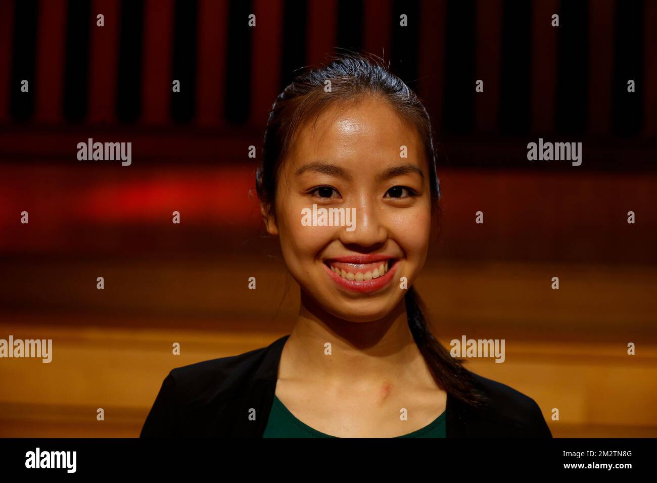 Finalist Shannon Lee poses for the photographer at the last session of the semi-finals of the Queen Elisabeth violin Competition 2019, at the Brussels' Flagey concert hall, Saturday 11 May 2019. BELGA PHOTO NICOLAS MAETERLINCK Stock Photo