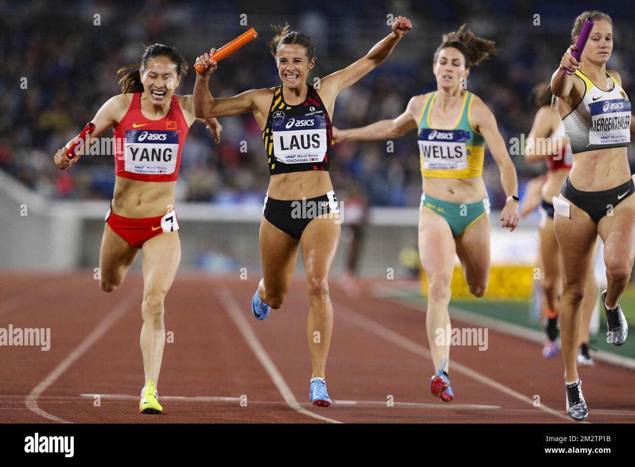 Huizhen Yang of China, Camille Laus of Belgium, Lauren Wells of ...