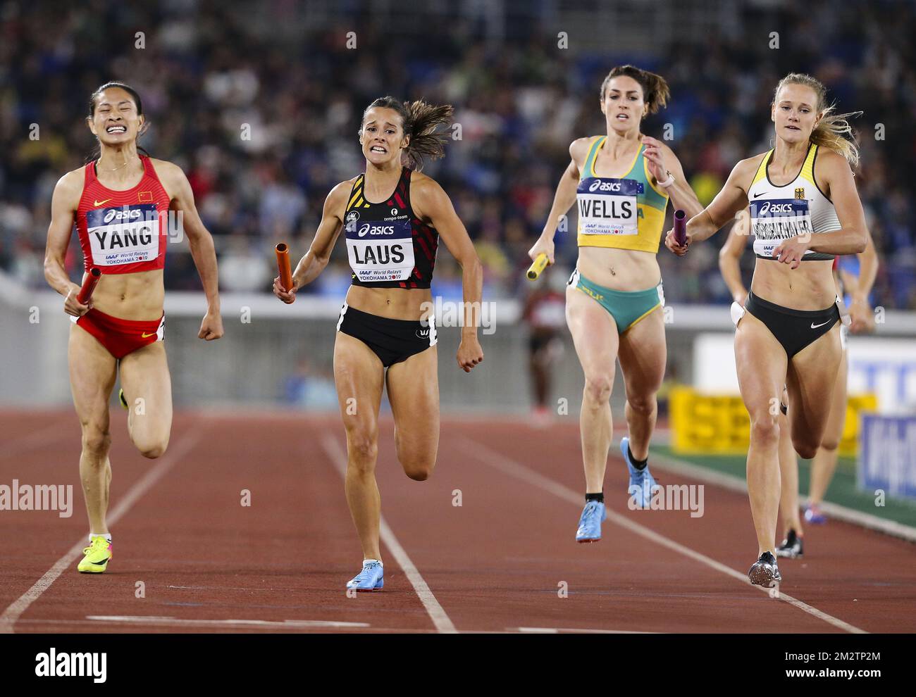 Huizhen Yang of China, Camille Laus of Belgium, Lauren Wells of ...