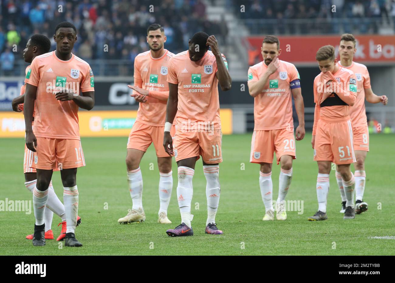 Anderlecht's Yannick Yala Bolasie looks dejected during a soccer match  between RSC Anderlecht and Club Brugge KV, Sunday 24 February 2019 in  Brussels, on the 27th day of the 'Jupiler Pro League