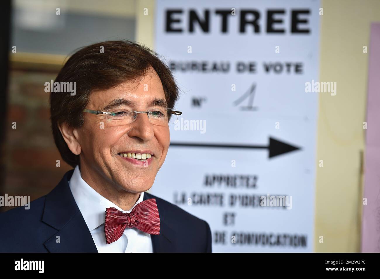 PS chairman Elio Di Rupo arrives at a polling station in Mons, Sunday ...