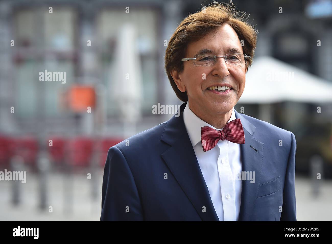 PS chairman Elio Di Rupo arrives at a polling station in Mons, Sunday ...