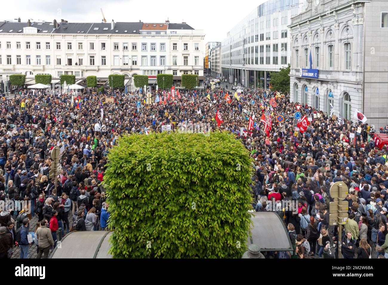Illustration picture shows a protest against the rise of far right and fascism, in Brussels, Tuesday 28 May 2019. In Sunday's elections, far right parties multiplied the number of elected candidates. BELGA PHOTO HATIM KAGHAT Stock Photo