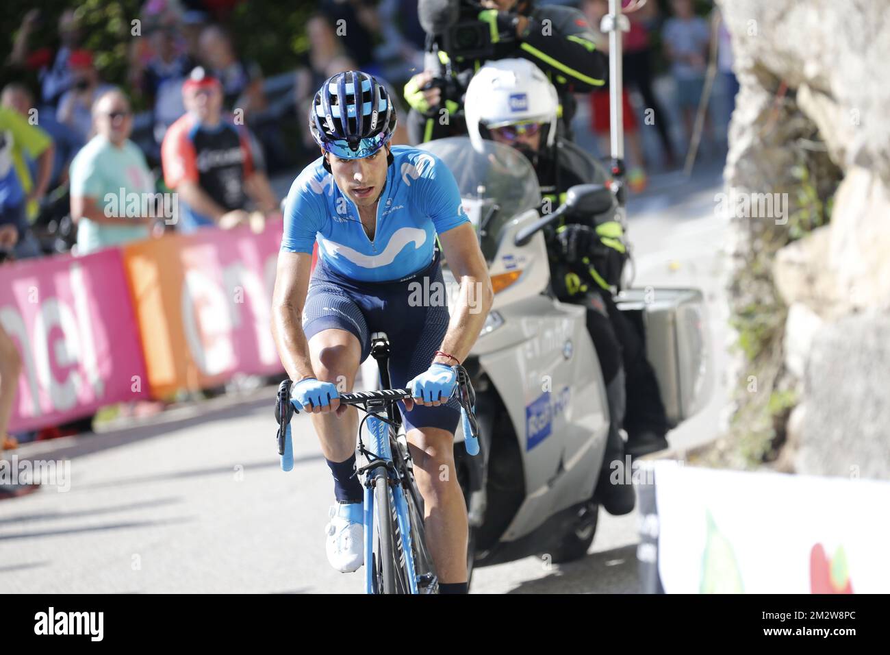 Spanish Mikel Landa of Movistar Team pictured in action during the twentieth stage of the 101st edition of the Giro D'Italia cycling race, 194km from Feltre to Croce d'Aune-Monte Avena, Italy, Saturday 01 June 2019. BELGA PHOTO YUZURU SUNADA FRANCE OUT  Stock Photo