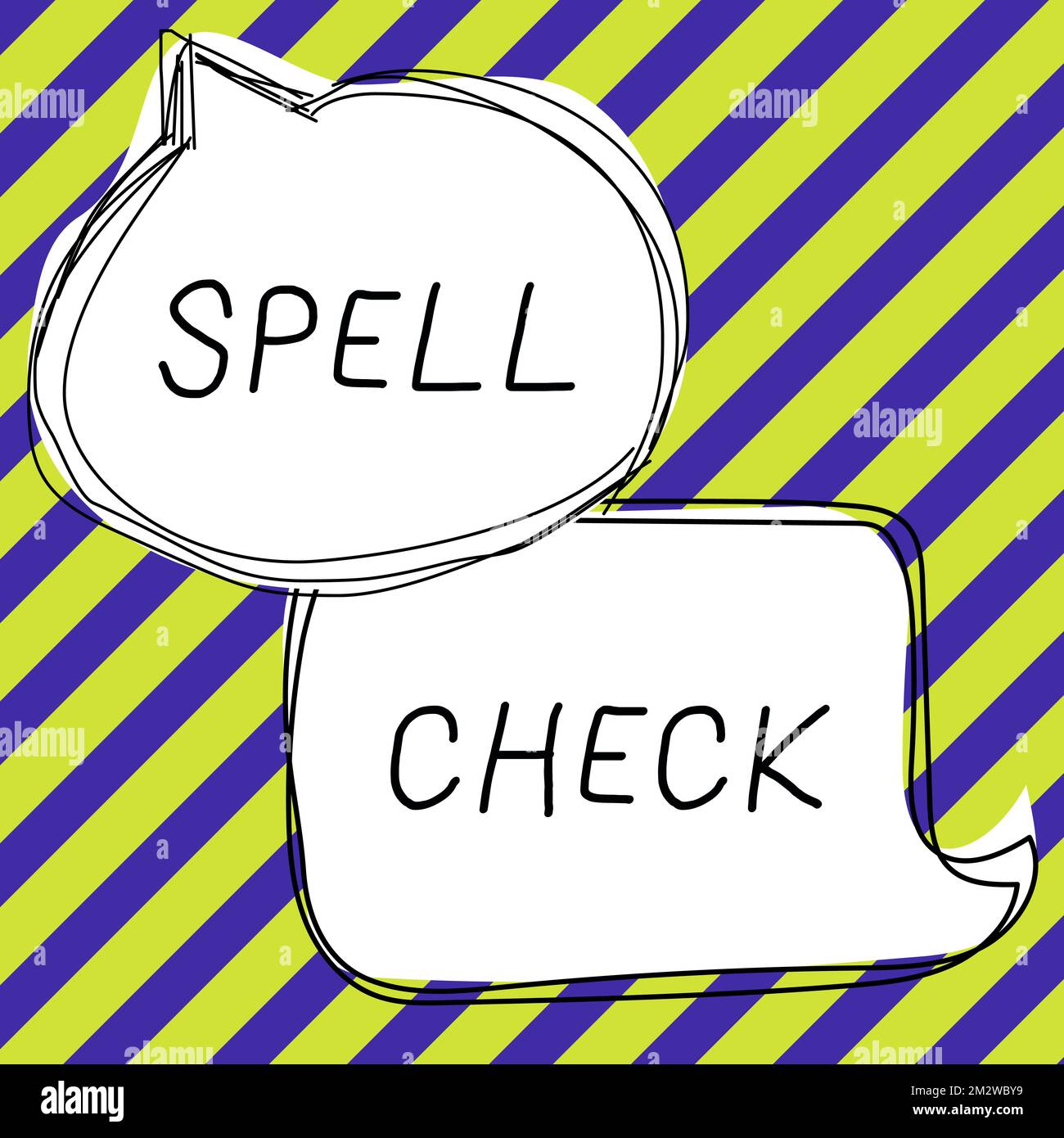 Text caption presenting spell check word for to use a computer program